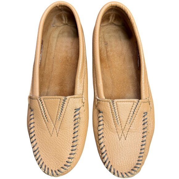 Women's MINNETONKA Butter Deerskin‎ Gore Front Slip-On Moccasins Mocca -Size 6 - Picture 1 of 12